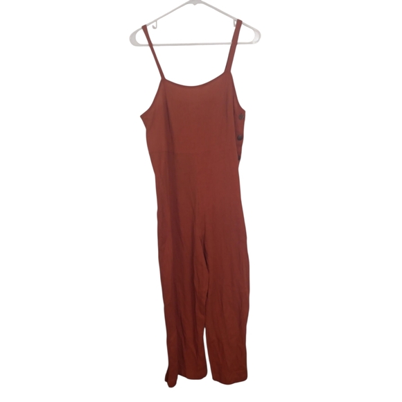 Urban Rebel Burnt Orange Cotton Tank Jumpsuit Ankle Length Wide Leg Size Small - Picture 1 of 4